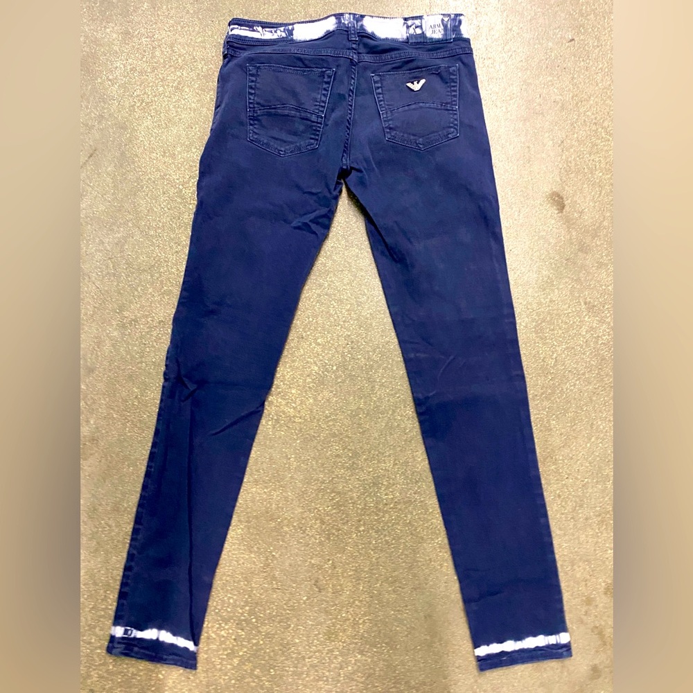 ARMANI JEANS Navy & White Tie-dye Super Soft, Lightweight Low Rise Jeans 27